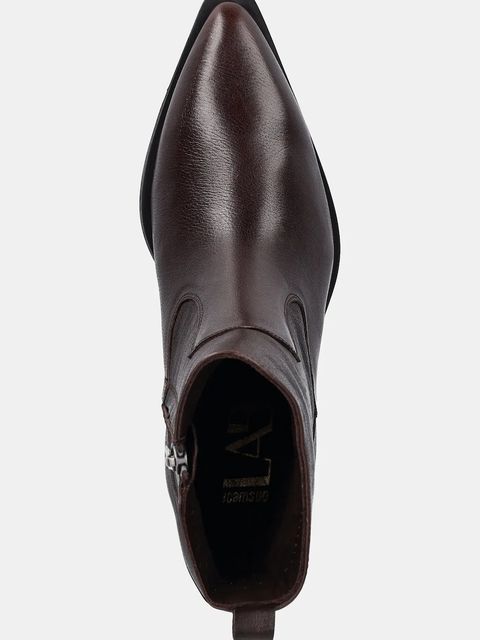 Answear.LAB botki skórzane kolor brązowy na słupku