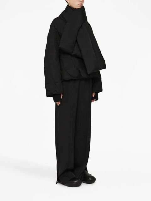 Jil Sander logo-embroidered down jacket - Black