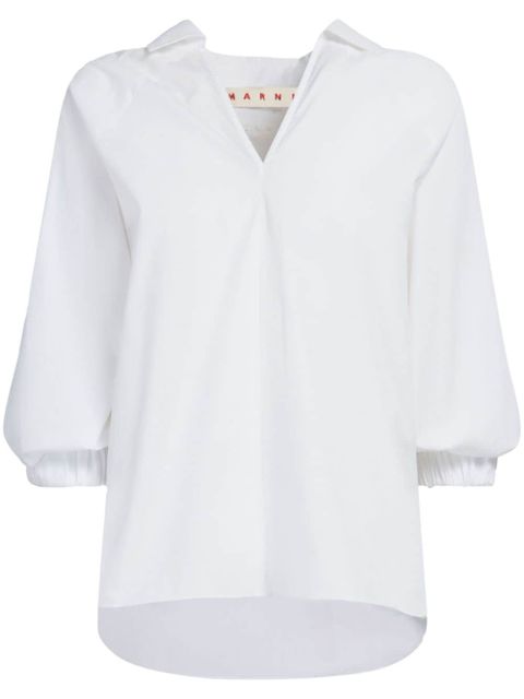 Marni V-neck cotton blouse - White - zdjęcie produktu nr 1