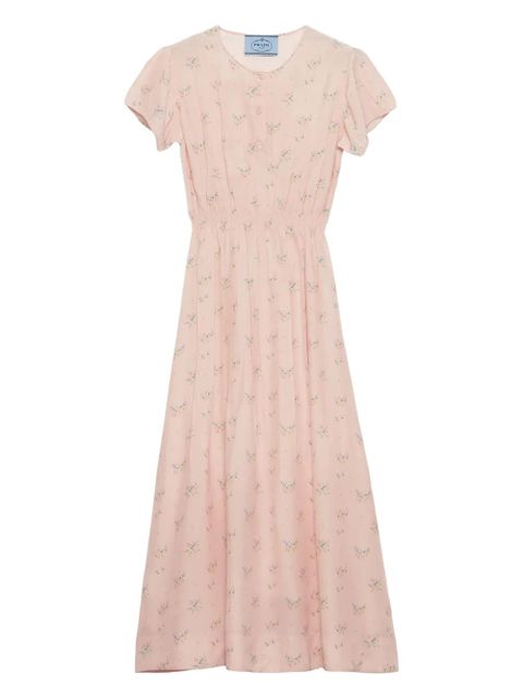 Prada floral pongé midi dress - Pink - zdjęcie produktu nr 1