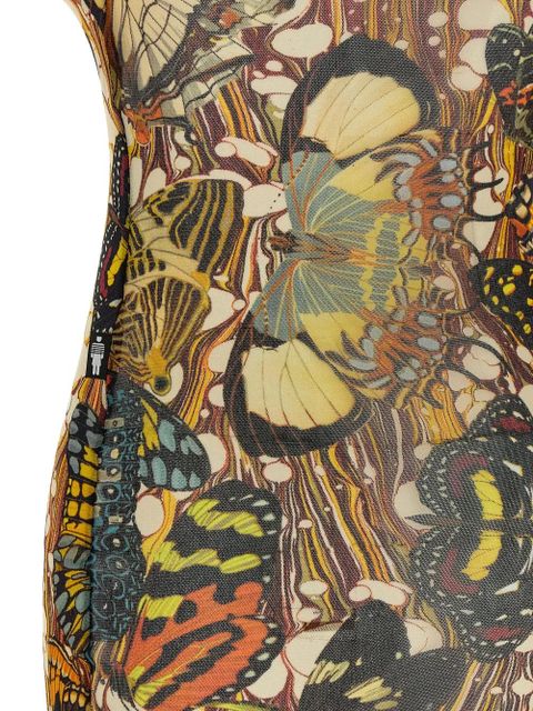 Jean Paul Gaultier butterfly-print midi dress - Yellow
