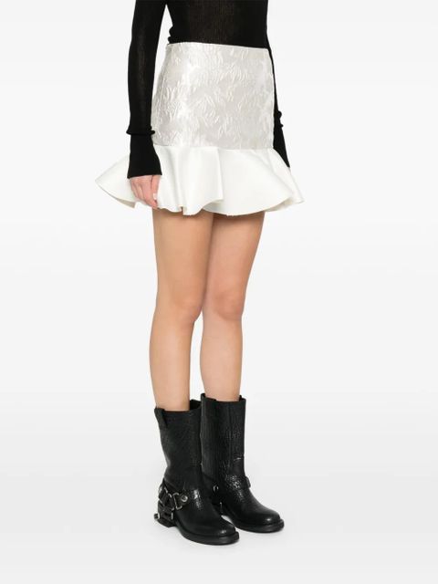 GANNI cloqué ruffled mini skirt - White - zdjęcie produktu nr 2