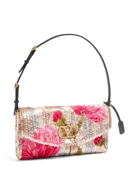 Valentino Garavani DeVain small embroidered shoulder bag - Neutrals