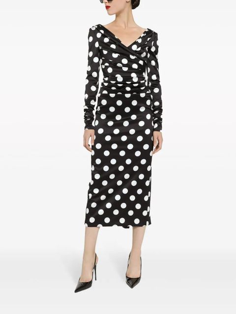 Dolce & Gabbana polka dot-print satin dress - Black