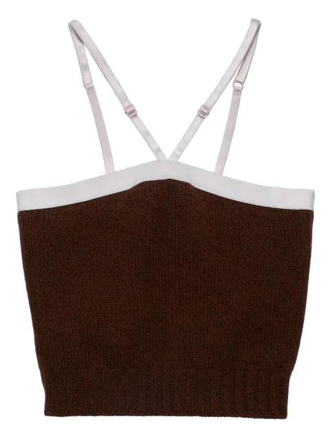 Prada satin-trimmed top - Brown - zdjęcie produktu nr 1
