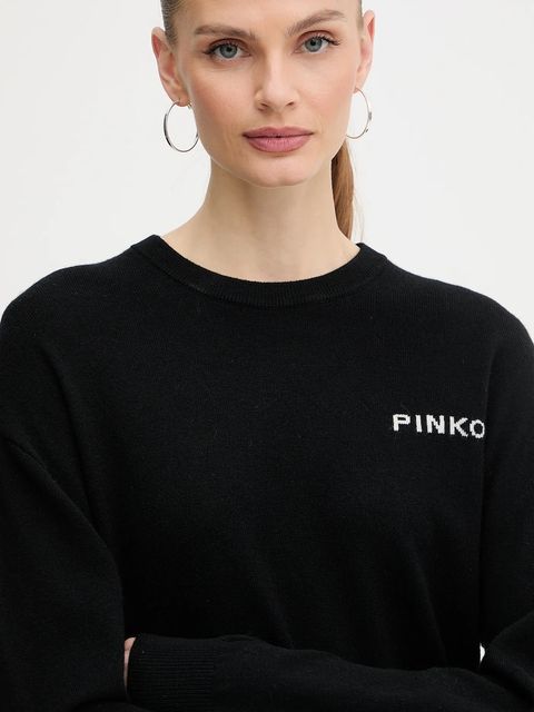 Pinko sweter wełniany damski kolor czarny 105561 A2SI