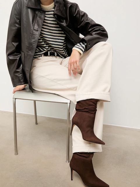 Answear.LAB botki zamszowe kolor brązowy na szpilce - zdjęcie produktu nr 1