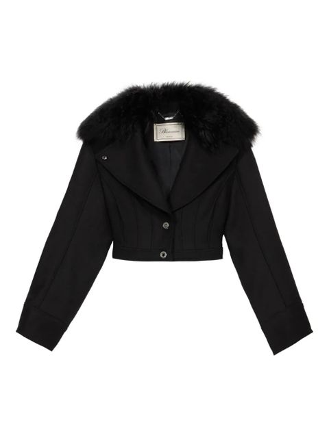 Blumarine faux-fur-collar cropped jacket - Black - zdjęcie produktu nr 1