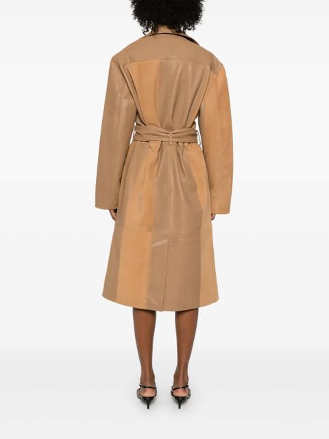 Christopher Esber scuffed-leather coat - Brown