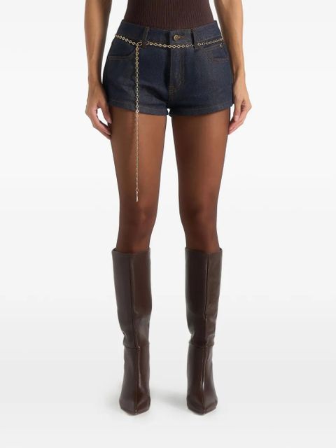 Manière De Voir Elina contrast-stitching chain-detail denim shorts - Blue - zdjęcie produktu nr 1