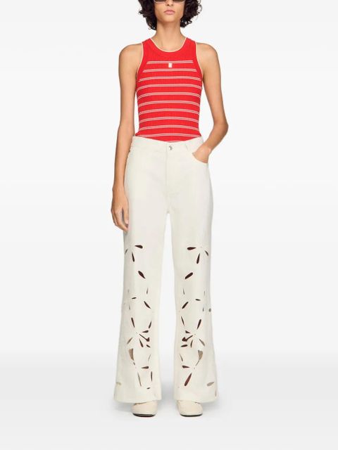 SANDRO floral-detail wide-leg jeans - White - zdjęcie produktu nr 2