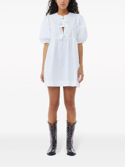 GANNI Cotton Poplin Tie String Mini Dress - White - zdjęcie produktu nr 2