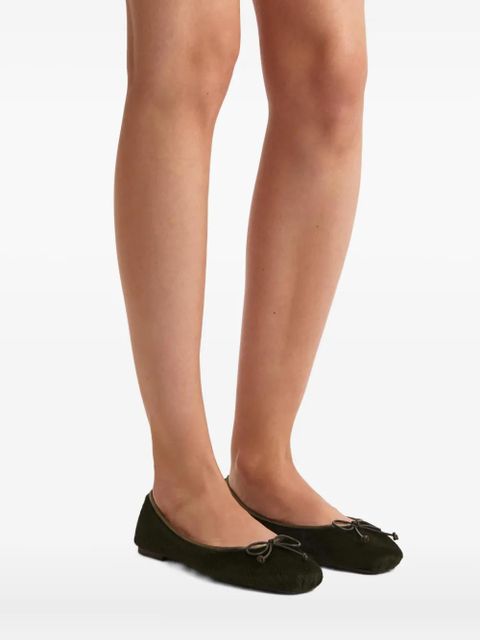 KHAITE haircalf bow ballerina - Green