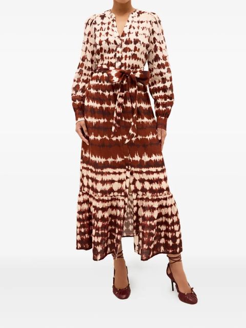 Marie Oliver tie-dye belted midi dress - Red - zdjęcie produktu nr 2