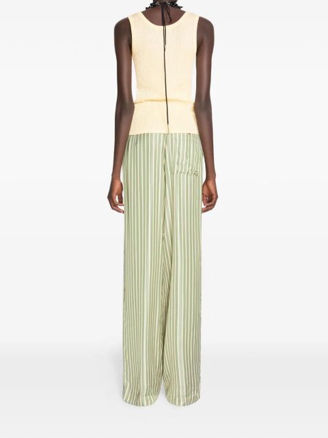 DRIES VAN NOTEN striped pleated trousers - Green