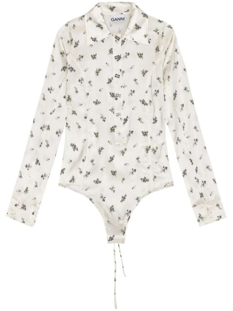 GANNI floral-print bodysuit - White - zdjęcie produktu nr 1