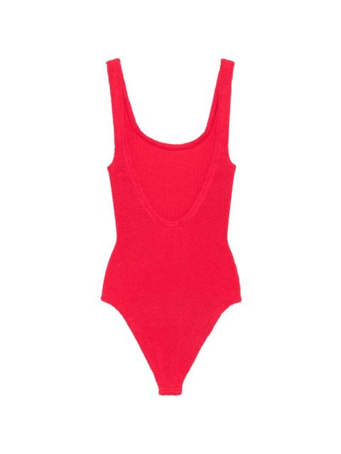 Hunza G crinkle-effect swimsuit - Red