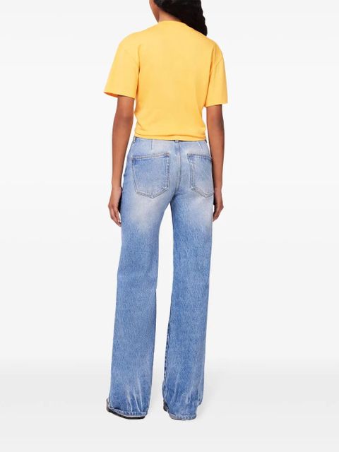 Rabanne ring-detail cropped T-shirt - Yellow