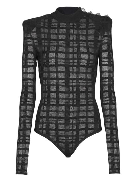 Balmain button plaid-pattern Bodysuit - Black - zdjęcie produktu nr 1