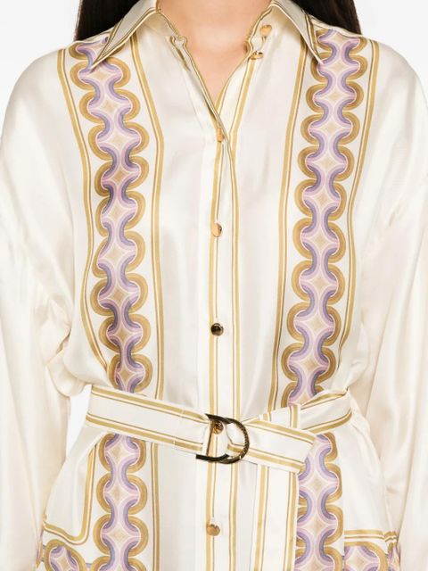 ZIMMERMANN geometric-print belted shirt dress - Neutrals