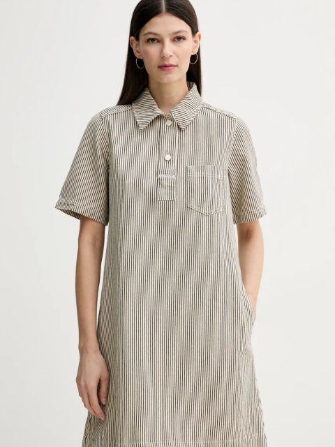 Marc O'Polo sukienka jeansowa kolor beżowy mini prosta 5000005838