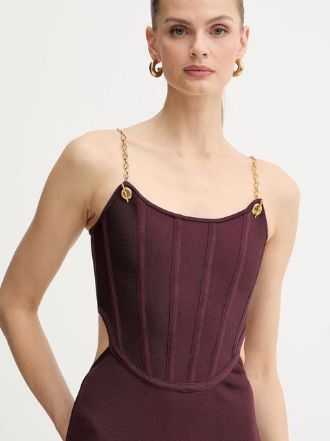 Marciano by Guess sukienka AISHA kolor bordowy maxi dopasowana 5BGK10 5036Z