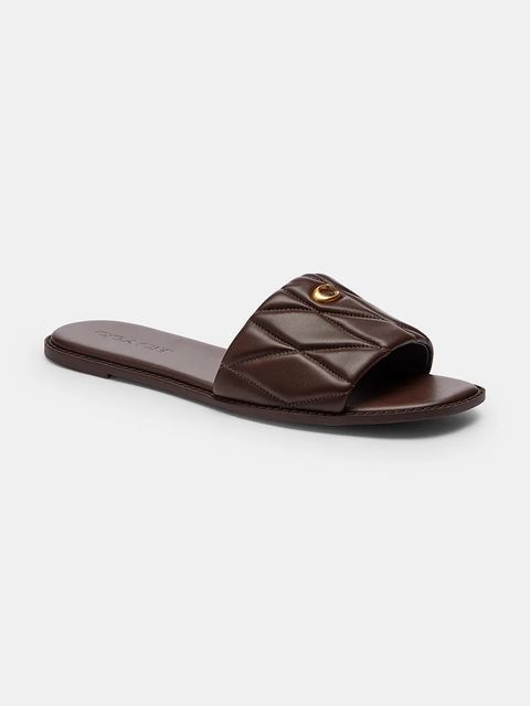 Coach klapki na płaskim obcasie damskie skórzane Holly Quilted Leather Sandal - zdjęcie produktu nr 1
