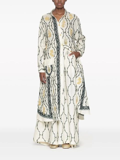 Agua By Agua Bendita Marea Calado embroidered-design palazzo trousers - White