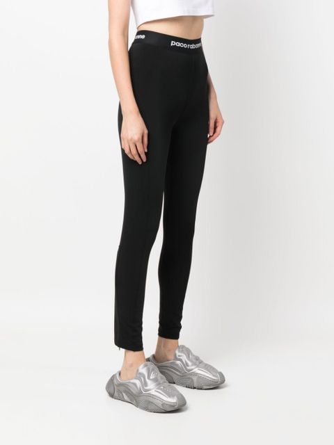 Rabanne logo-waistband high-waisted leggings - Black