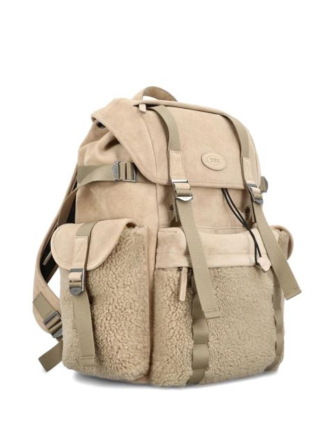 Tod's shearling trim backpack - Neutrals