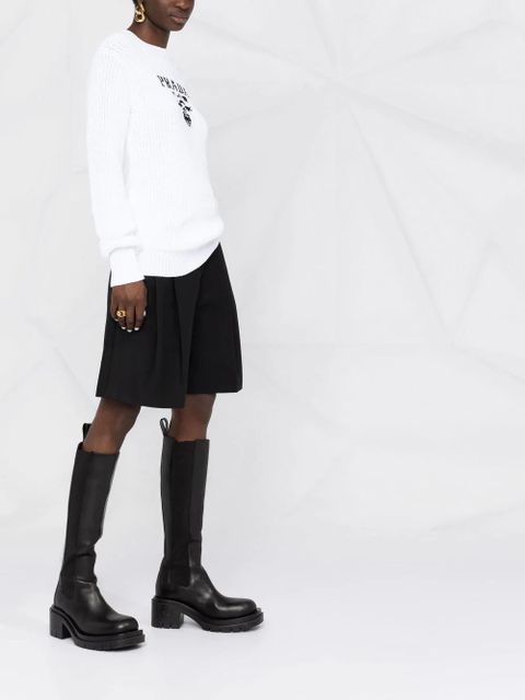 Prada intarsia-knit logo jumper - White - zdjęcie produktu nr 2