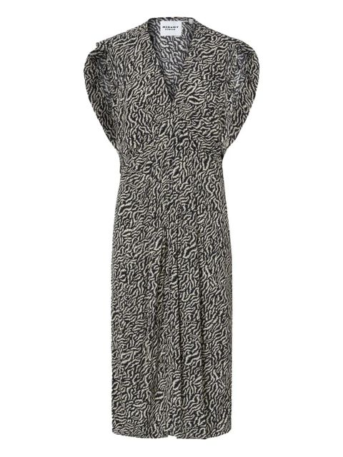 ISABEL MARANT pleated ruffle-sleeve dress - Black - zdjęcie produktu nr 1