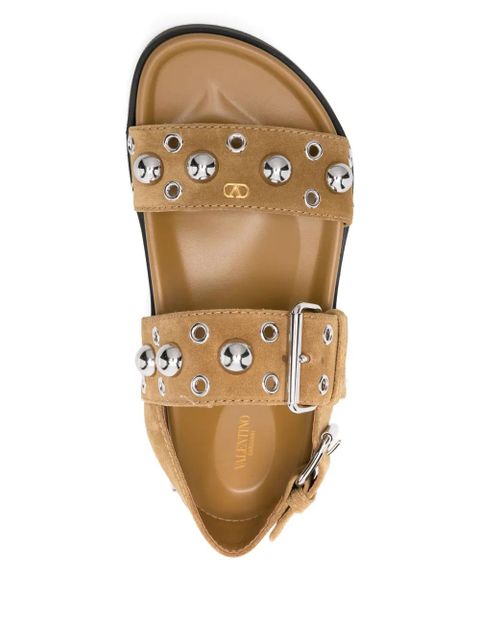 Valentino Garavani Nellcôte studded buckle sandals - Brown