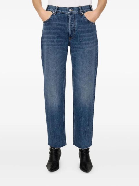 ANINE BING Gavin button frayed jeans - Blue