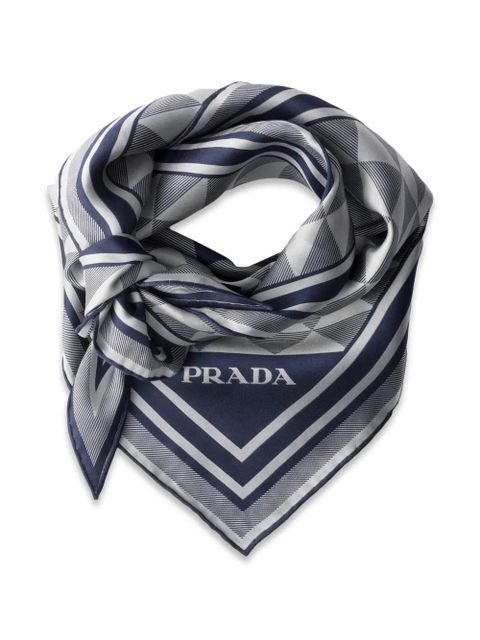 Prada printed silk scarf - Blue - zdjęcie produktu nr 2
