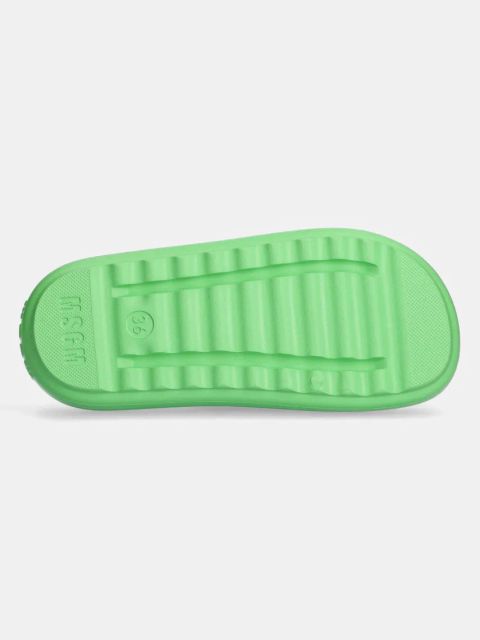 MSGM klapki damskie kolor zielony na platformie 3841MDS206
