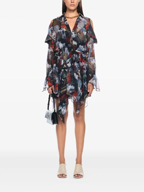 Off-White World Paint Geo ruffled asymmetric mini dress - Black - zdjęcie produktu nr 2