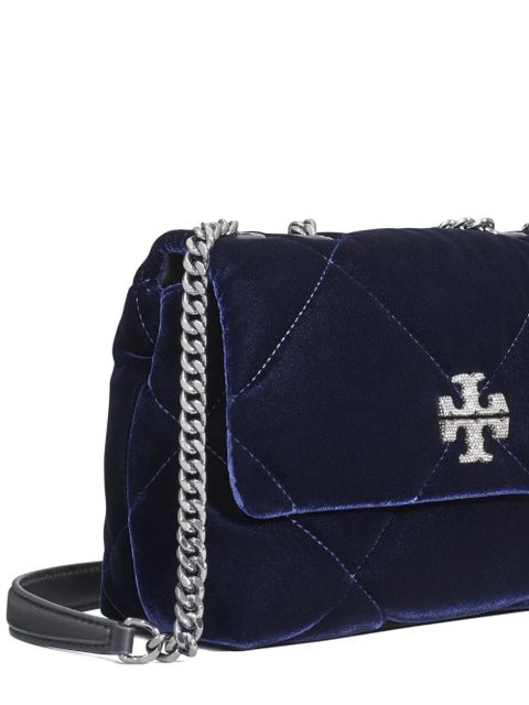 Tory Burch small Kira diamond-quilted velvet shoulder bag - Blue - zdjęcie produktu nr 2