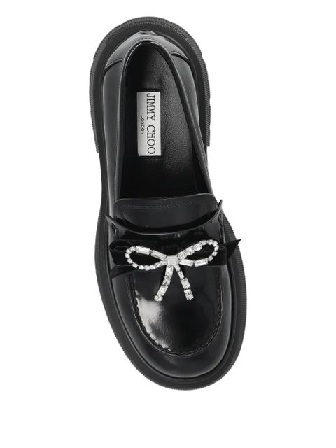 Jimmy Choo 40mm Azizi bow-detailed Loafer - Black