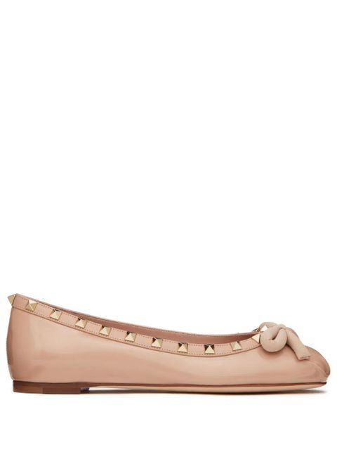 Valentino Garavani Rockstud patent-leather ballerina shoes - Pink - zdjęcie produktu nr 1