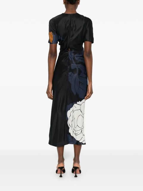 Victoria Beckham floral short-sleeve dress - Blue