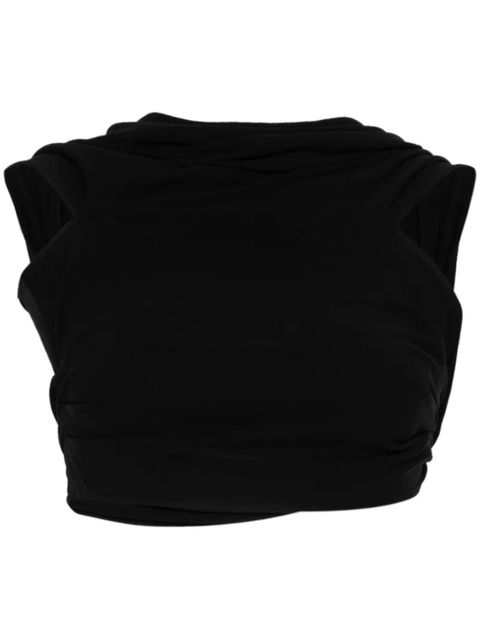 Casablanca crepe draped crop top - Black - zdjęcie produktu nr 1