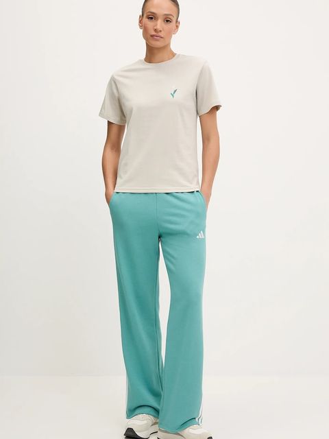 adidas spodnie dresowe 3-Stripes damskie kolor turkusowy wzorzyste JY3141 - zdjęcie produktu nr 2