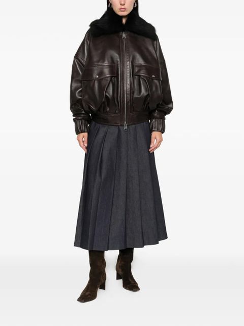 KHAITE fur-collar leather jacket - Brown - zdjęcie produktu nr 2