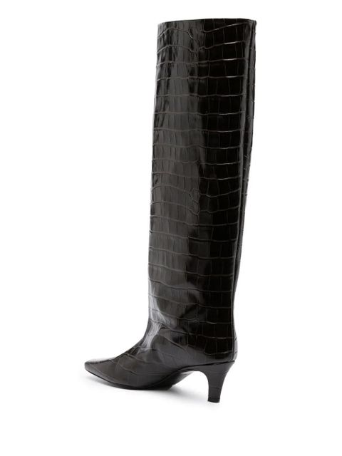 TOTEME crocodile-embossed knee-high boots - Brown