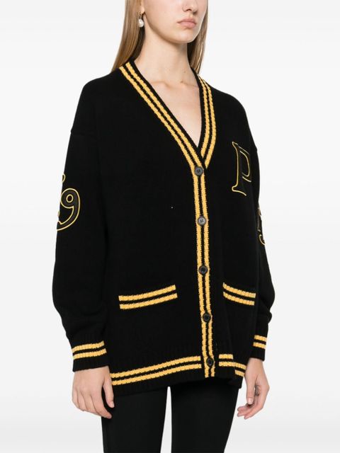Prada logo-appliquéd cardigan - Black