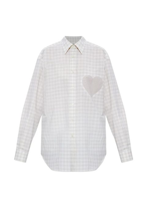 Moschino heart-motif check-pattern shirt - Neutrals - zdjęcie produktu nr 1