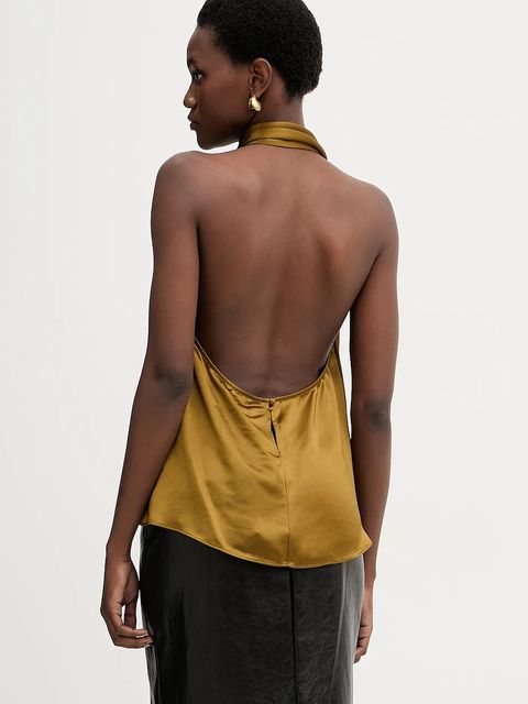 Retrofete bluzka Martina damska kolor zielony gładka R-FW25-11995-11