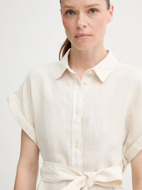 Marc O'Polo sukienka lniana kolor beżowy mini prosta 504011221223 - zdjęcie produktu nr 2