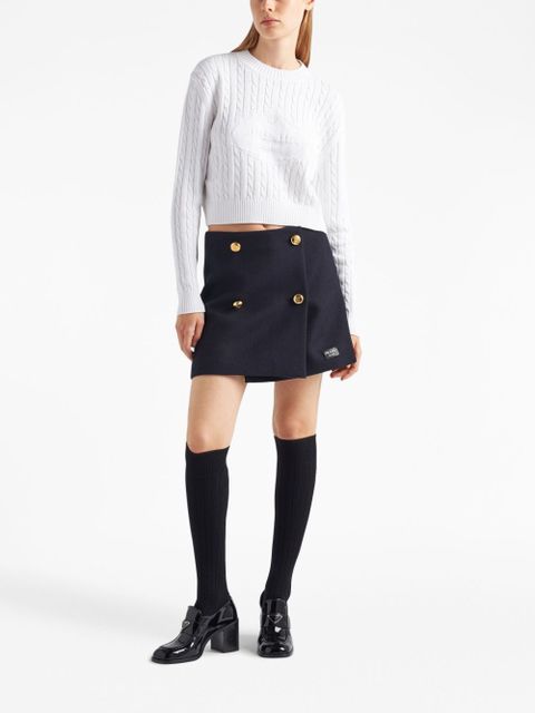 Prada logo-intarsia cable-knit jumper - White